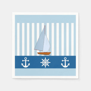 Sailboat with Anchor and Ship Wheel Napkins
