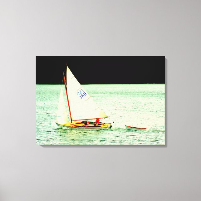 sailboat with dinghy wrapped canvas print (Front)