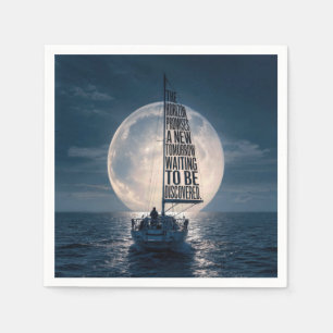 Sailboat with Inspirational Quote in Moonlight Napkins