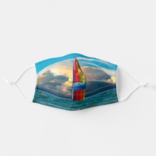 sailboat with rainbow spinnaker adult cloth face mask