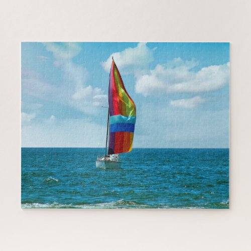 Sailboat with Rainbow Spinnaker Jigsaw Puzzle