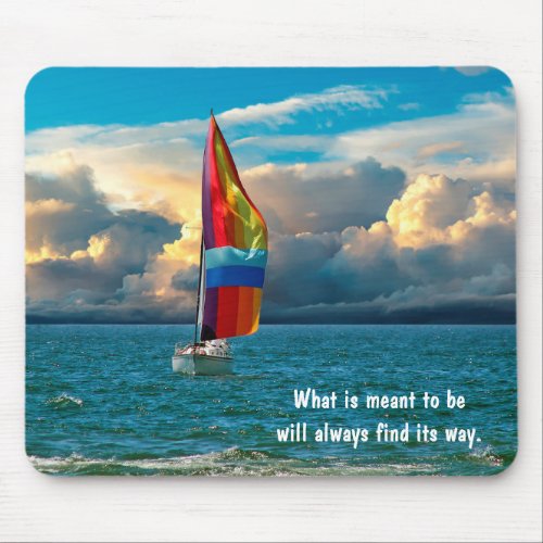 Sailboat with Rainbow Spinnaker Mouse Pad