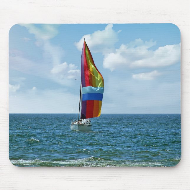 Sailboat with Rainbow Spinnaker  Mouse Pad (Front)