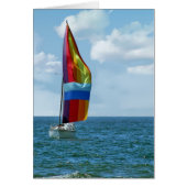 sailboat with rainbow spinnaker on water (Front)