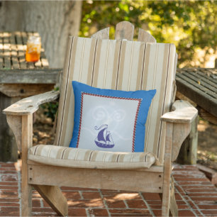 Sailboat with Rope Frame Outdoor Pillow