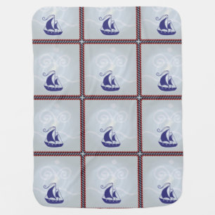 Sailboat with Rope Frame Swaddle Blanket