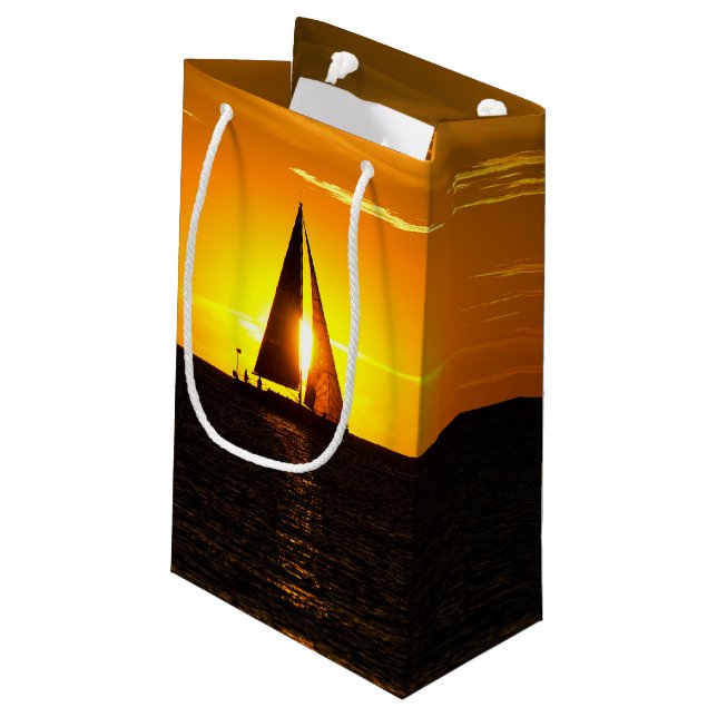 Sailboat with sunset small gift bag (Back Angled)