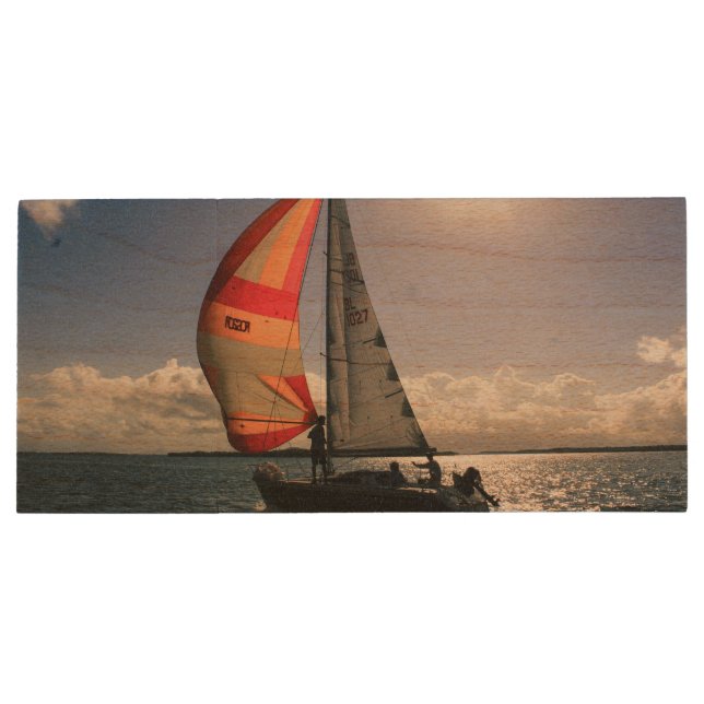 Sailboat Wood Flash Drive (Back)