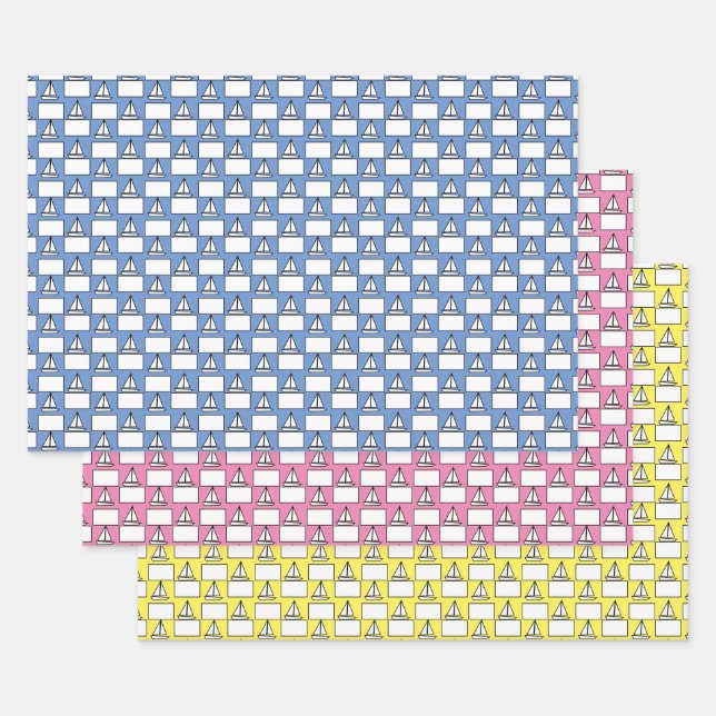  Sailboat Wrapping Paper Sheets (Set)