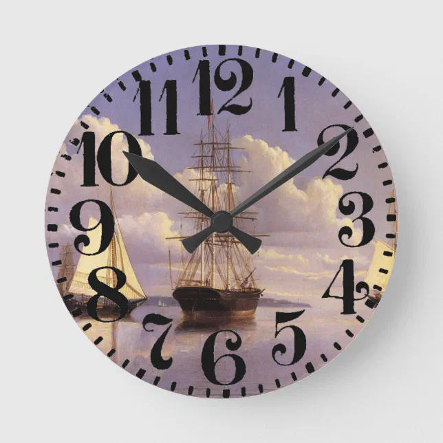 Sailboat Rocking Clock Sailboat Yacht Boat Clipper Ship Wall Clock | Zazzle