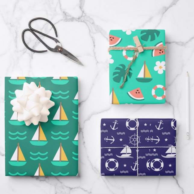Sailboating  wrapping paper sheets (Front)