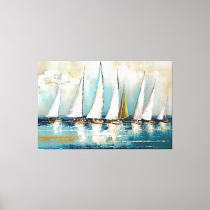 Sailboats, Abstract Art, Modern Art, Nautical, Sea Canvas Print