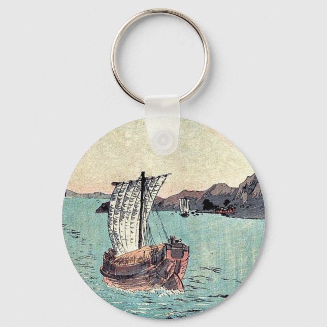 Sailboats and Mount Fuji by Yamamoto, Shokoku Keychain (Front)