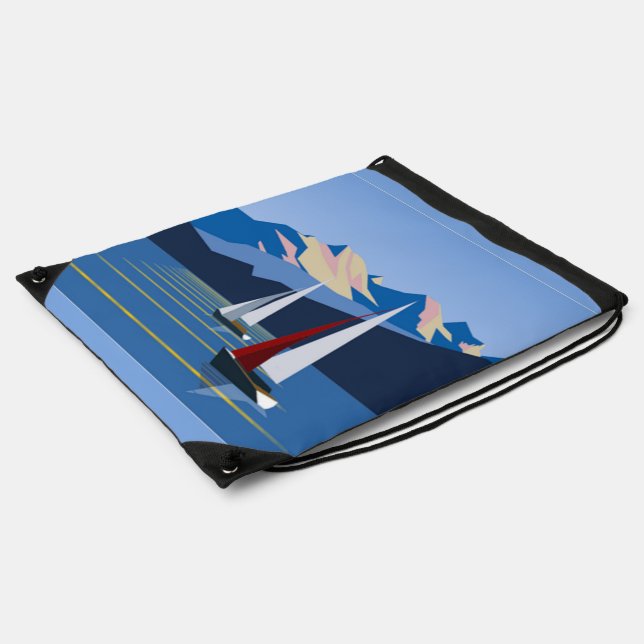 Sailboats And Mountains photo Drawstring Bag (Side)