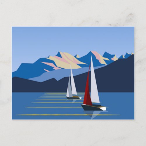 Sailboats And Mountains photo Postcard