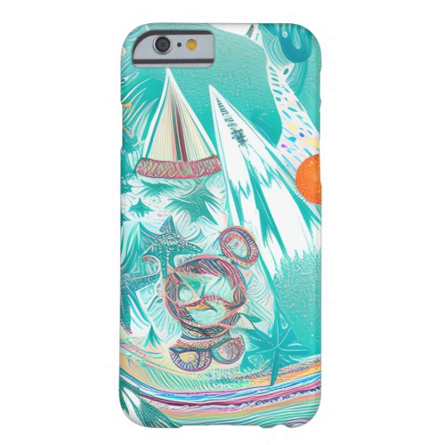 Sailboats and Sea Creatures Abstract Beachy Art Barely There iPhone 6 Case