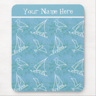 Sailboats and Seagulls Customizable Mousepad