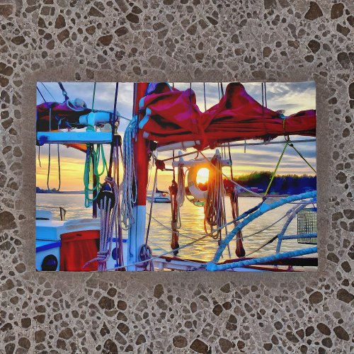 Sailboats and Sunset Lopez Island Welcome Mat