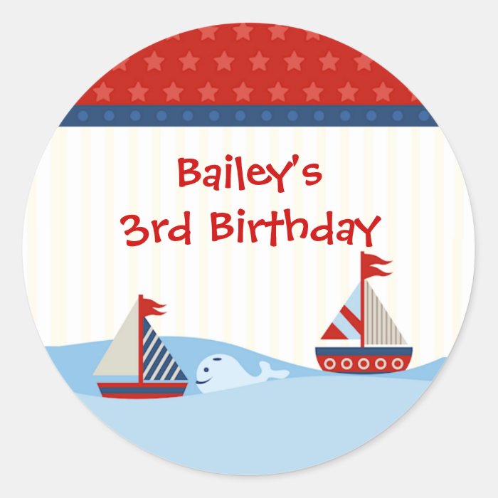 Sailboats and Whale Birthday Sticker