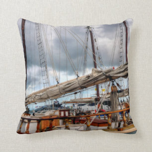 Sailboats Are Docked In The Key West Harbor Throw Pillow
