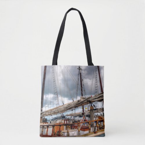Sailboats Are Docked In The Key West Harbor Tote Bag