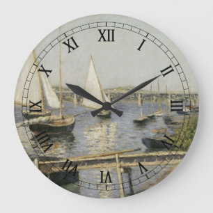 Sailboats at Argenteuil by Gustave Caillebotte Large Clock