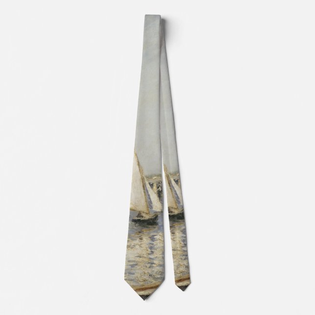 Sailboats at Argenteuil by Gustave Caillebotte Neck Tie (Front)