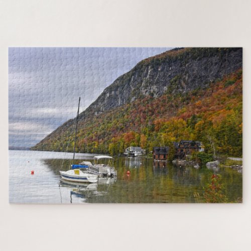 Sailboats at Rest on Lake Willoughby Vermont Jigsaw Puzzle