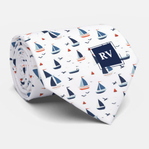 Sailboats at Sea Monogrammed Neck Tie