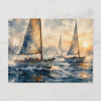 Sailboats at Sea,  Postcard