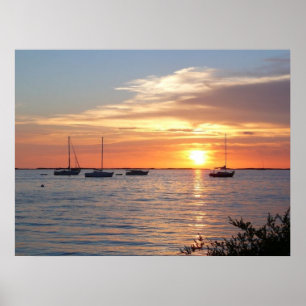 Sailboats at Sunset - Poster