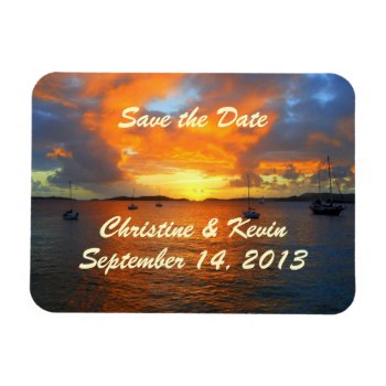 Sailboats At Sunset Save The Date Magnet by catherinesherman at Zazzle