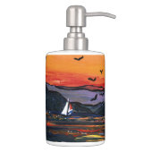 Sailboats at Sunset Soap Dispenser And Toothbrush Holder (Right)