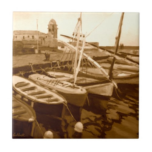 Sailboats at the Harbor Ceramic Tile