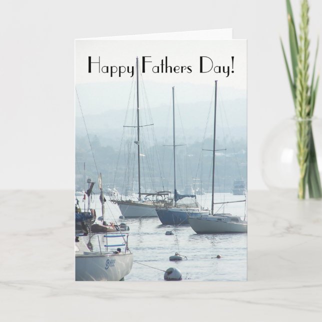 Sailboats Boats Harbor Ocean Beach Fathers Day Card (Front)