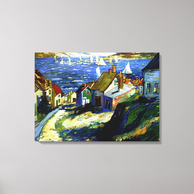 Sailboats by the Harbor, fine art painting Canvas Print (Front)