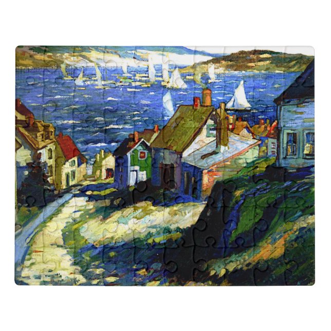 Sailboats by the Harbor, fine art painting Jigsaw Puzzle (Puzzle Horizontal)