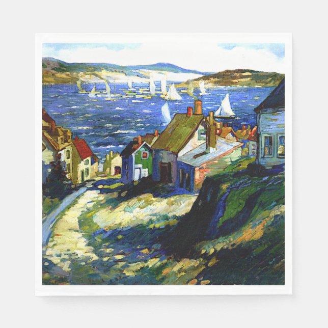Sailboats by the Harbor, fine art painting Napkins (Front)
