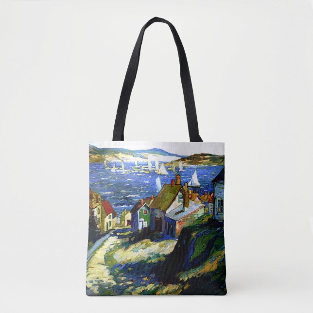 Sailboats by the Harbor, fine art painting Tote Bag (Front)