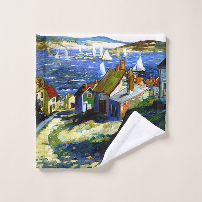 Sailboats by the Harbor, fine art painting Wash Cloth (Wash Cloth)