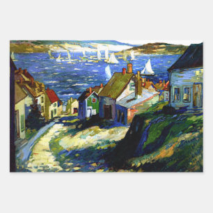 Sailboats by the Harbor, fine art painting Wrapping Paper Sheets