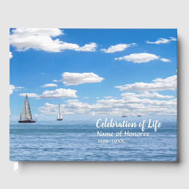 Sailboats Celebration of Life Memorial Guest Book (Front)