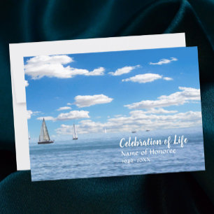 Sailboats Celebration of Life Memorial Invitation