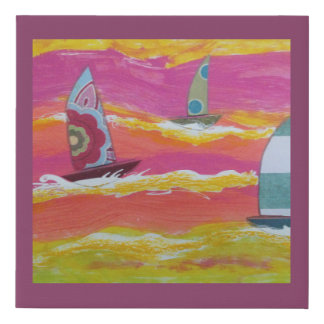 Sailboats Colorful Faux Canvas Print