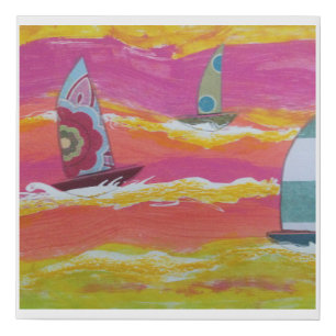 Sailboats Colorful Faux Canvas Print