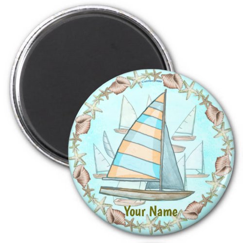 Sailboats custom name magnet