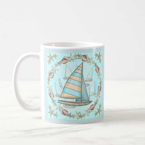 Sailboats custom name mug