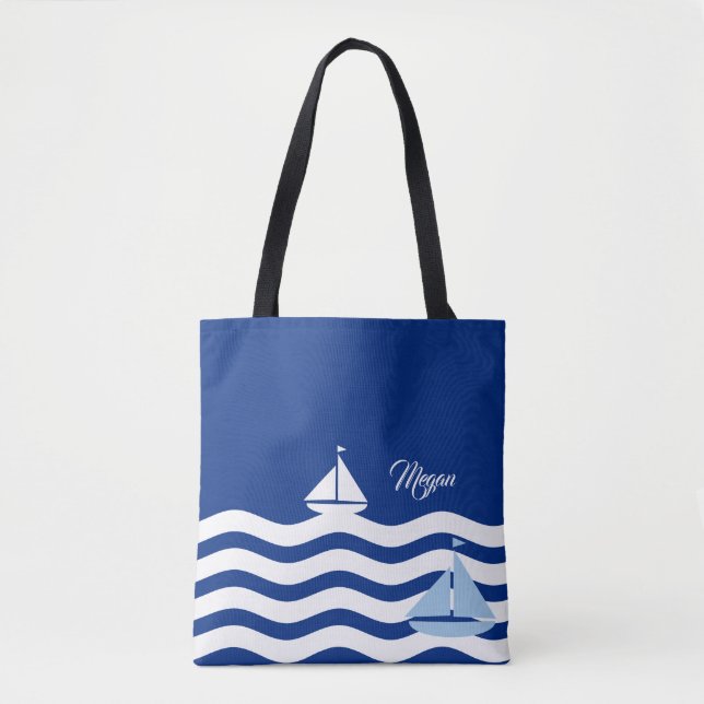 Sailboats Day Custom Tote Bag (Front)