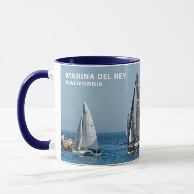 Sailboats Entering Channel. Marina Del Rey, CA Mug (Left)