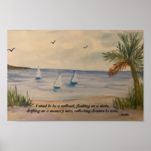 Sailboats - Floating On Memory Lake Poster